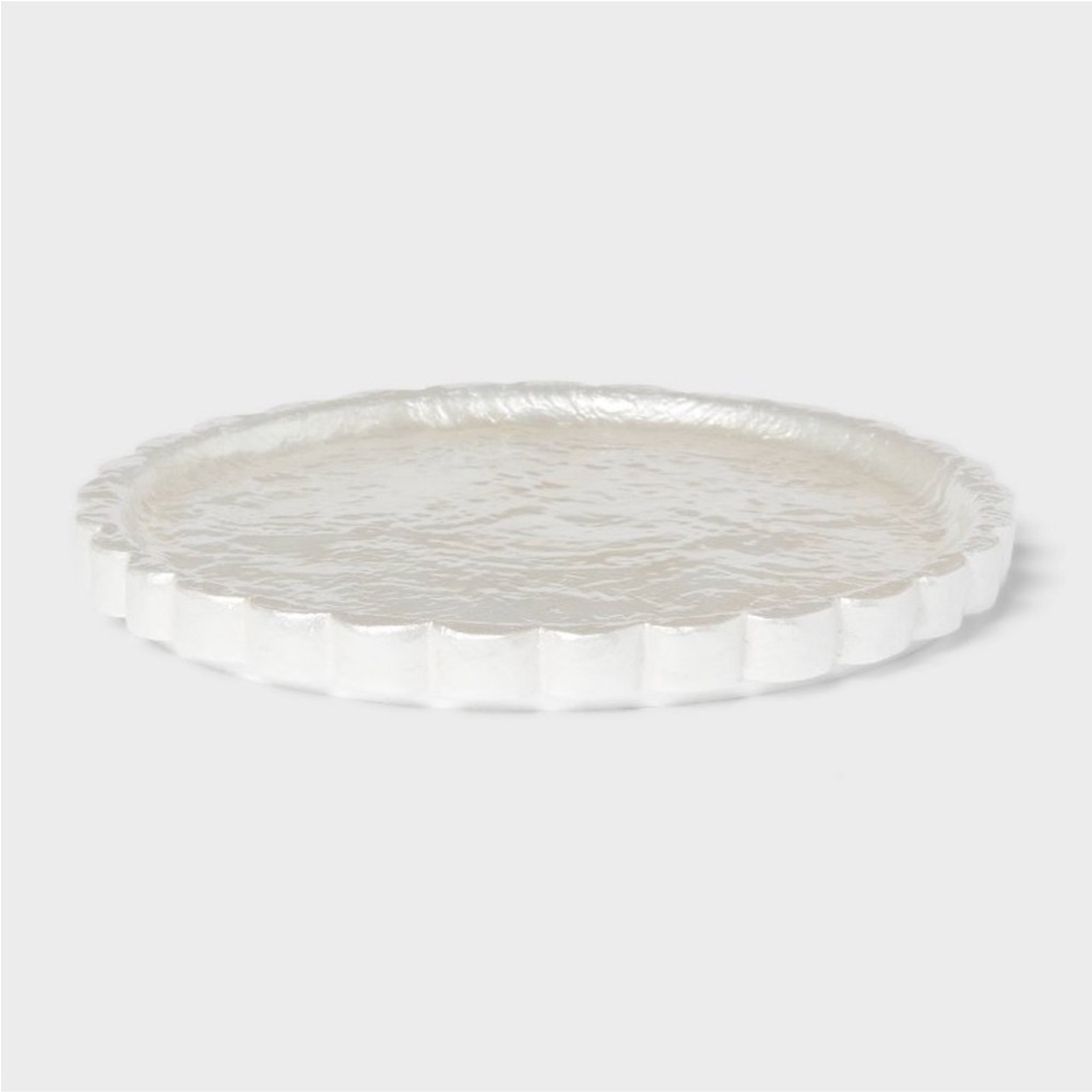 STUDIO MCGEE NWT fluted capiz tray -white pearl -5.9”w